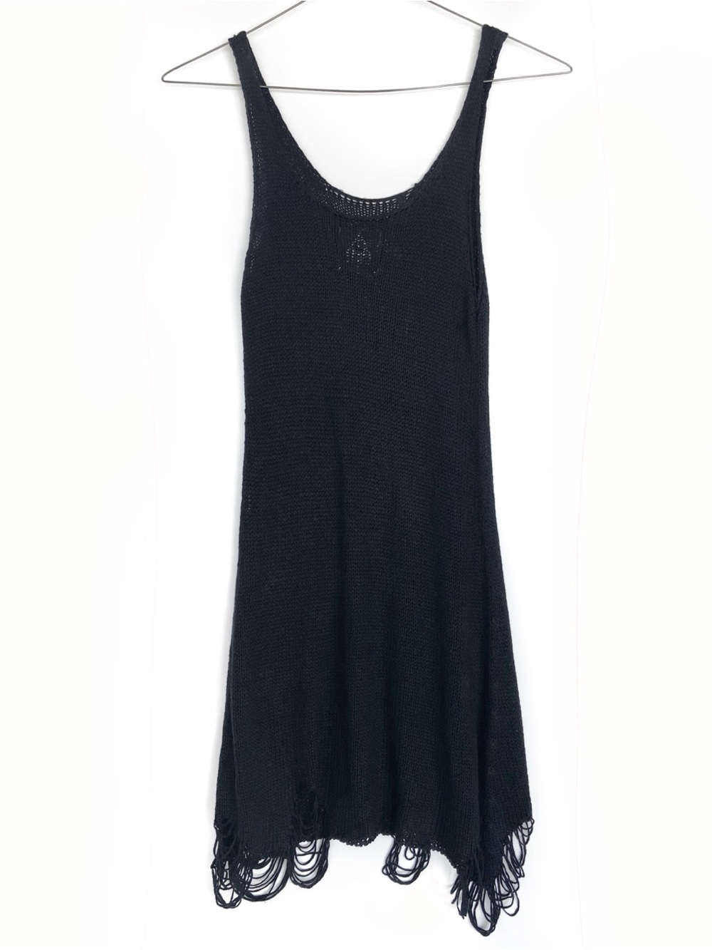 UNIF Loose String Knit Tank Mini Dress in Black - Picture 5 of 7